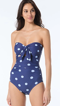 Shop kate spade new york Bandeau Tie Front One Piece Swimsuit - Downtown Dot