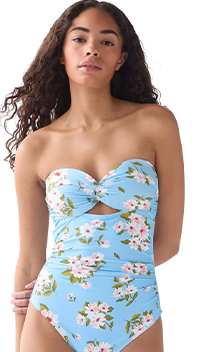 Shop kate spade new york Twist Front Shirred One Piece Swimsuit - Spring Daisies