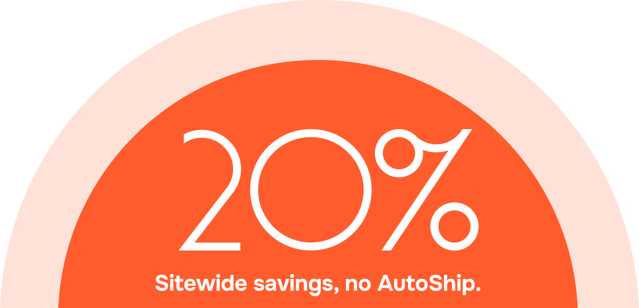 20% off. Sitewide savings, no AutoShip.