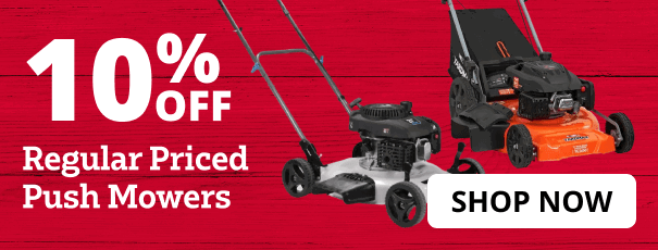 10% off push mowers
