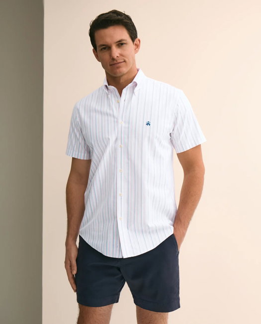 Image of Stretch Cotton Non-Iron Oxford Polo