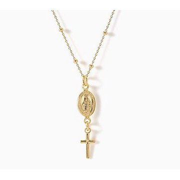 Ultrafine 950 Silver Miraculous Medal & Cross Necklace