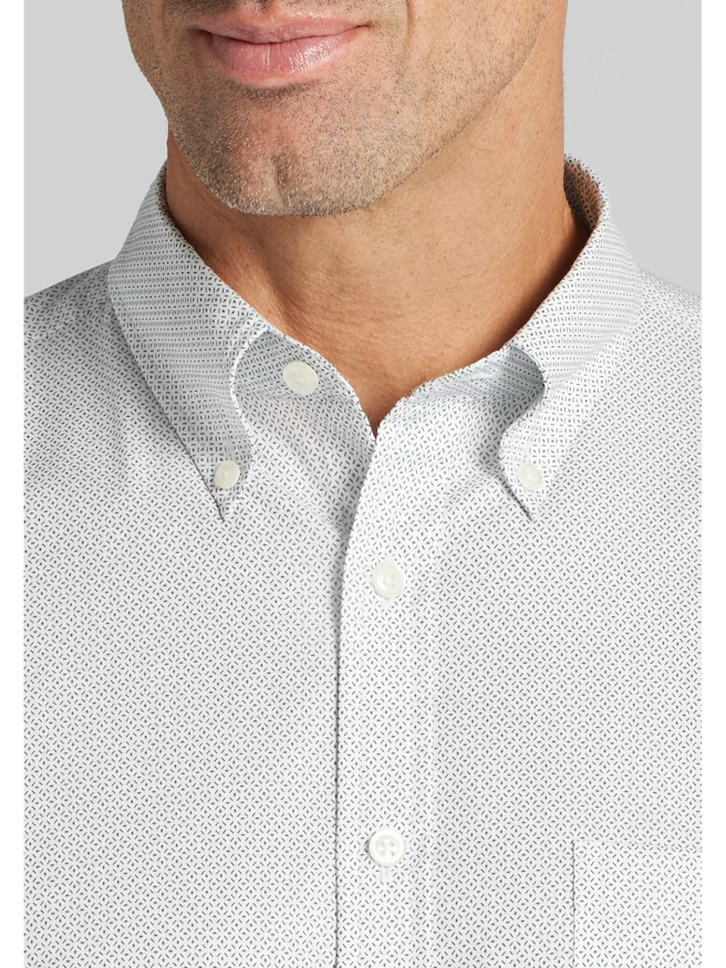 Traveler® Tailored Fit Non-Iron Micro Geo Button Up Shirt