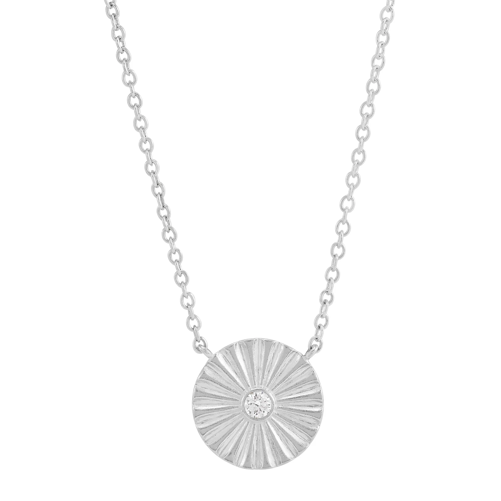 Sunflower Necklace, White Cubic Zirconia