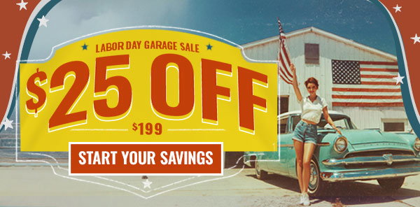 Eastwood DIY Day banner promoting up to 70% off, on-demand classes, and shop essentials, featuring a project car and two people.