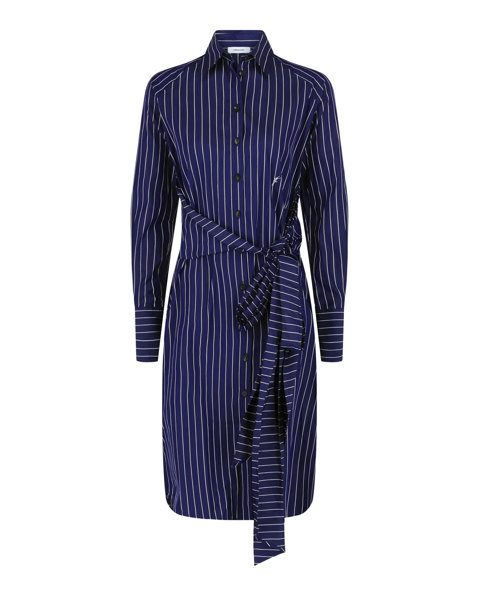 Image of Ferragamo Womens Pinstriped Shirt Dress
