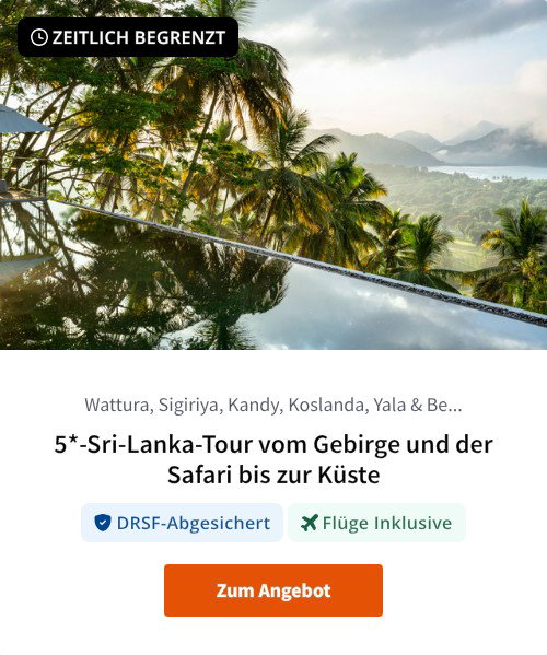 5*-Sri-Lanka-Tour vom Gebirge und der Safari bis zur Küste