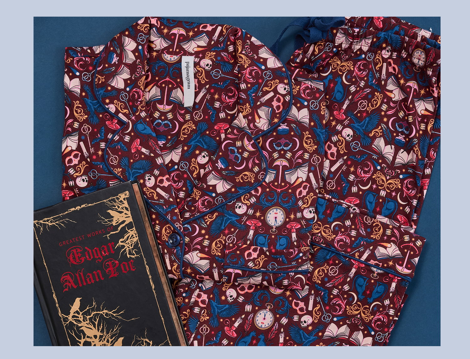 Edgar Allan Poe Button-Front Pajamas