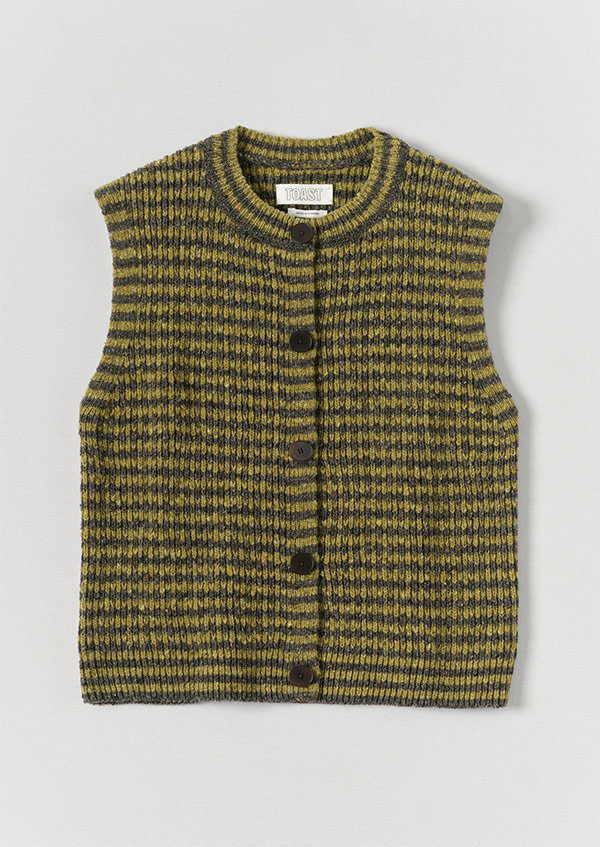 Striped Donegal Wool Buttoned Tank
