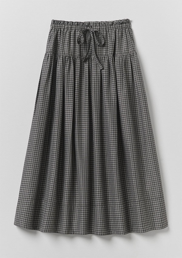 Check Cotton Silk Skirt