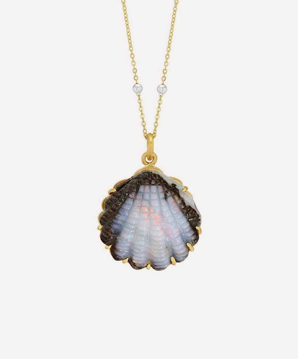 Brooke Gregson 18ct Gold Opal Shell Dewdrop Necklace