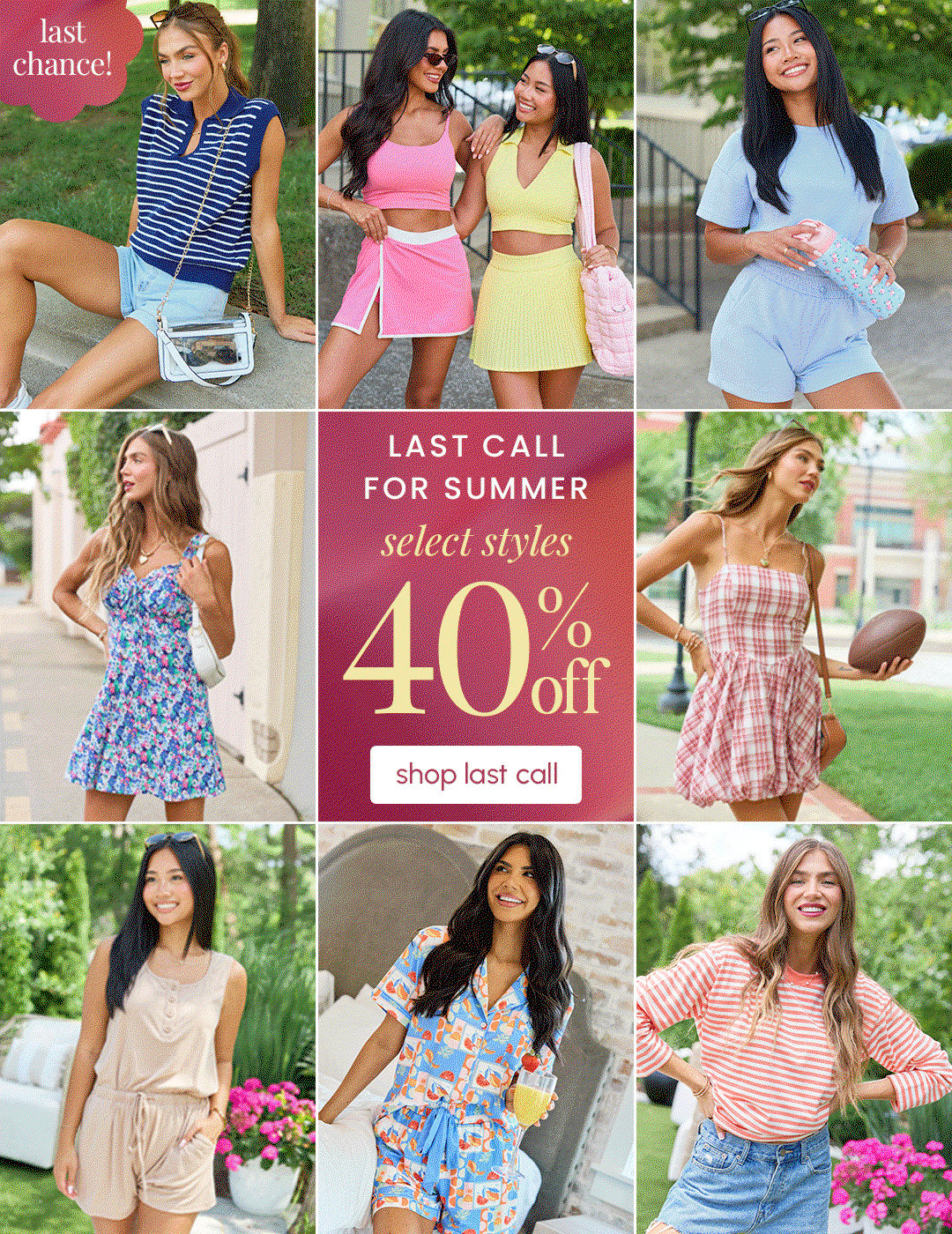 LAST CHANCE: select styles 40% OFF! 