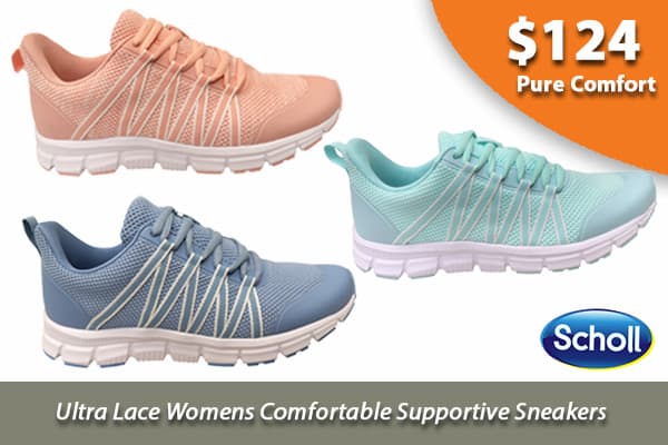 Scholl Orthaheel Ultra Lace Womens Comfortable Supportive Sneakers