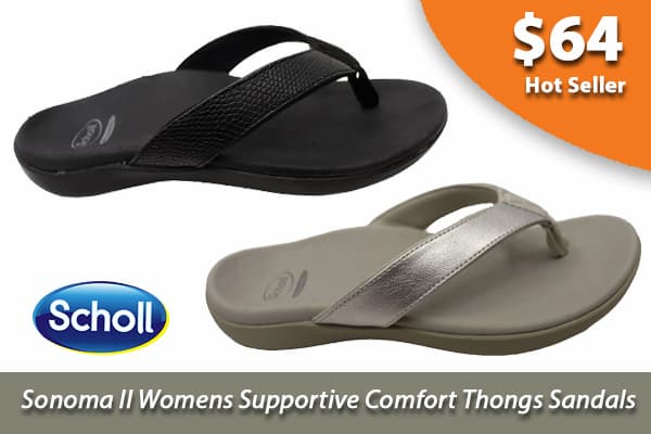 Scholl Orthaheel Sonoma II Womens Supportive Comfort Thongs Sandals
