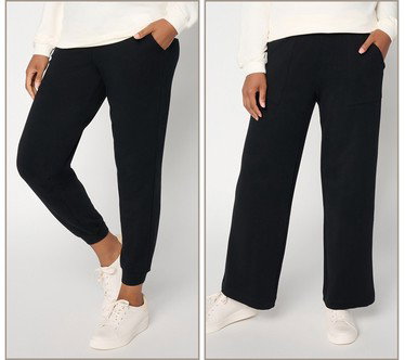 AnyBody Regular Cozy Knit French Terry 2 Pack Wide Leg & Jogger Pants