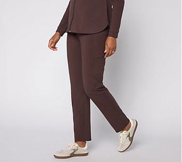 Denim & Co. Active Petite Duo Stretch Straight Leg Pants