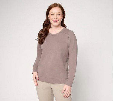 AnyBody Cotton French Terry Crew Neck Sweatshirt