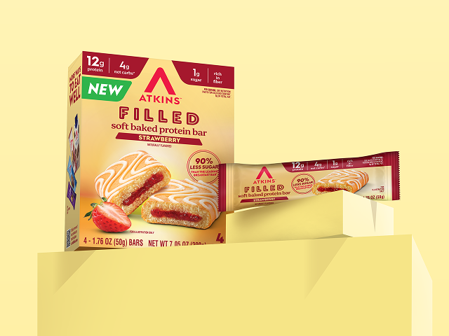 New Atkins filled soft baked protein bars | strawberry