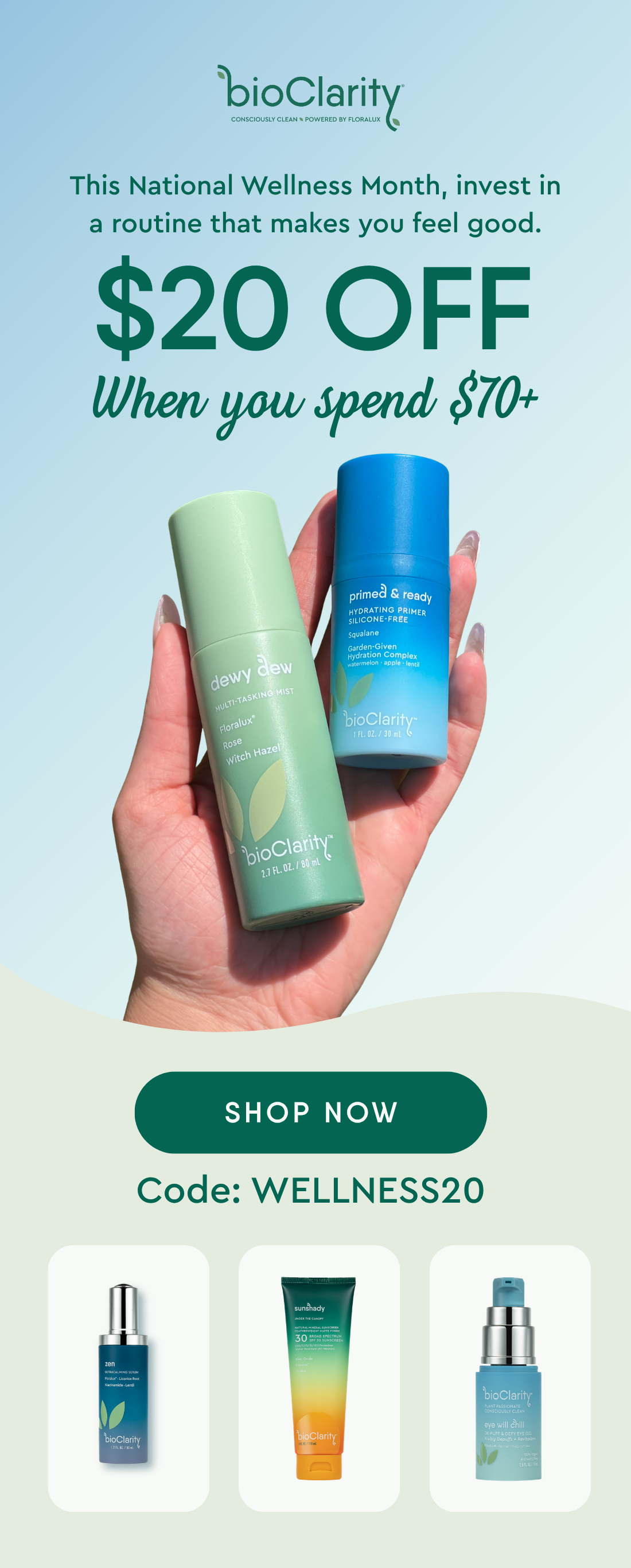 $20 off when you spend $70