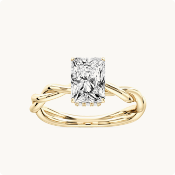 Radiant Lab Grown Diamond 2 1/6ctw. Twist Hidden Halo Solitaire Engagement Ring in 14k Yellow Gold