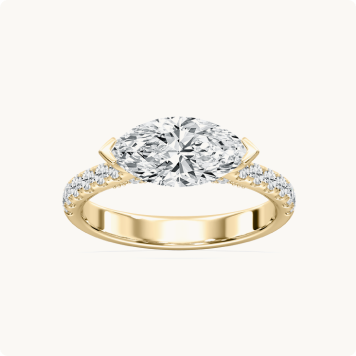 Marquise Lab Grown Diamond 2 1/2ctw. East West Half Bezel Engagement Ring in 14k Yellow Gold