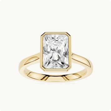 Radiant Lab Grown Diamond 2ct. Bezel Solitaire Engagement Ring in 14k Yellow Gold