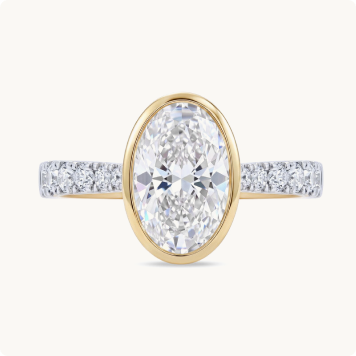 Oval Lab Grown Diamond 3 1/2ctw. Cathedral Engagement Ring in 14k Two Tone Gold