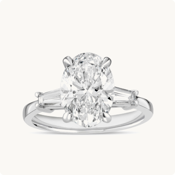 Oval Lab Grown Diamond 3 1/2ctw. Three Stone Engagement Ring in 14k White Gold