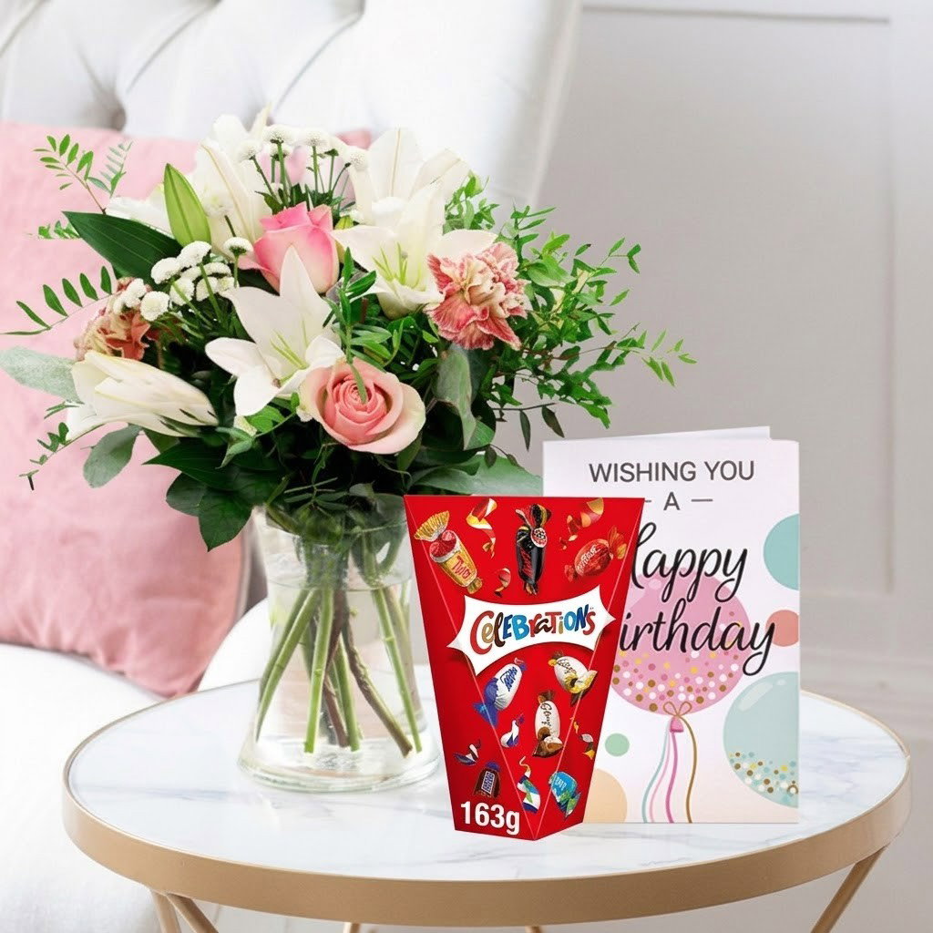 Image of Pink Purity, Celebrations (163g) & Happy Birthday Card