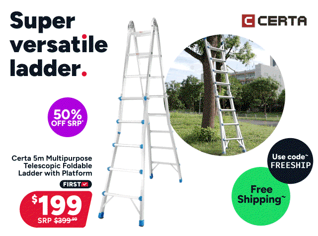 Certa 5m Multipurpose Telescopic Foldable Ladder with Platform