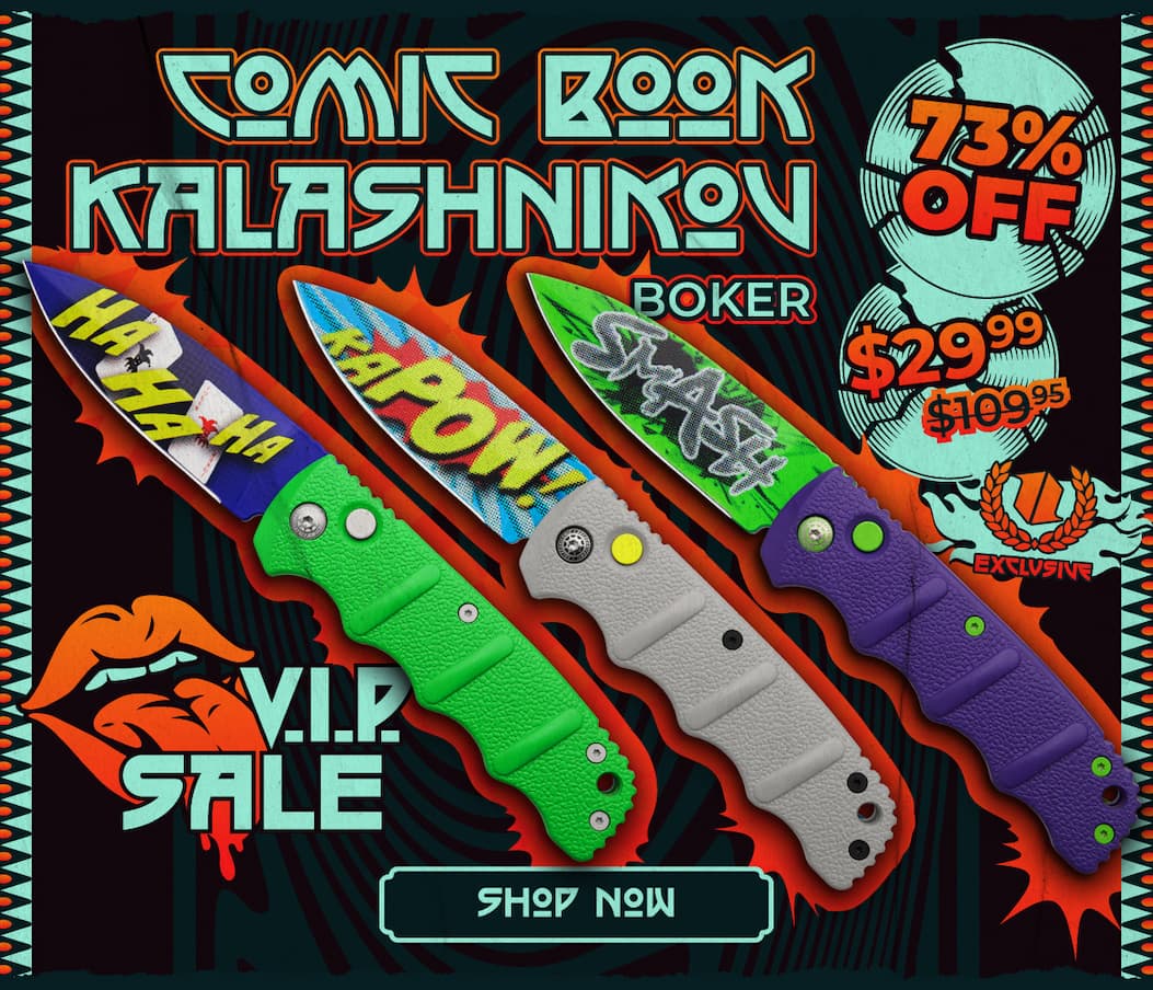 Doorbuster: Boker Comic Book Kalashnikovs