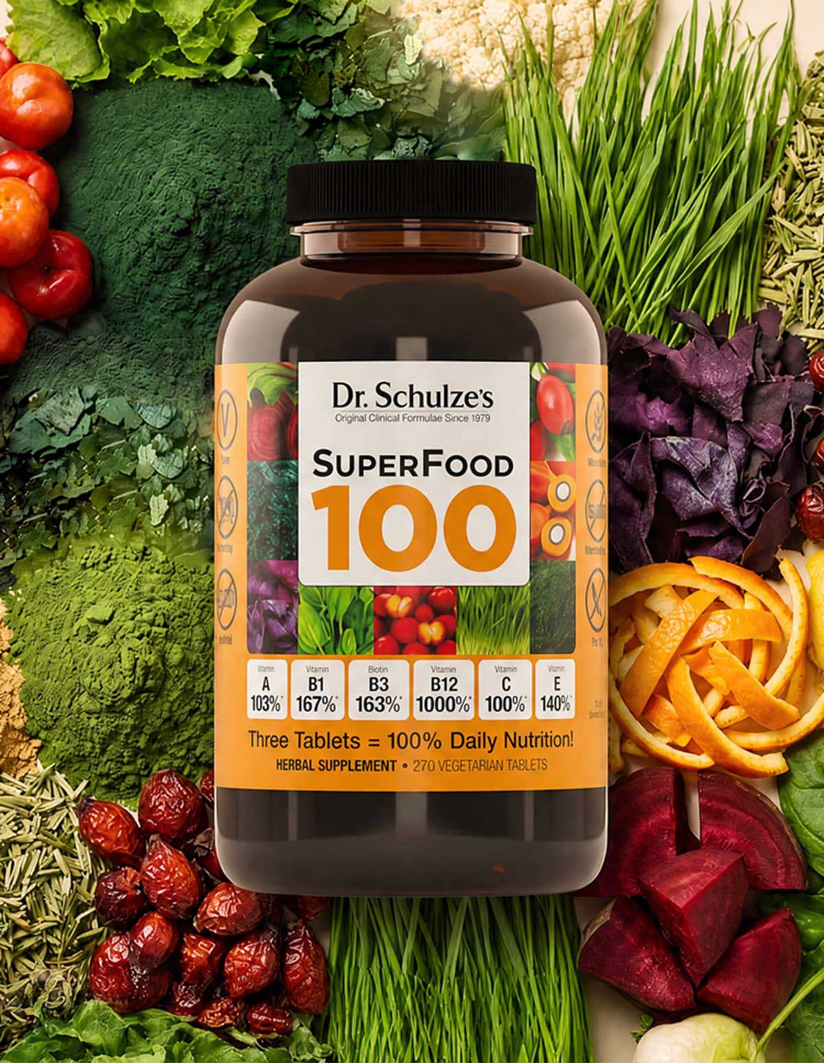 Dr. Schulze's SuperFood 100 270 vegetarian tablets