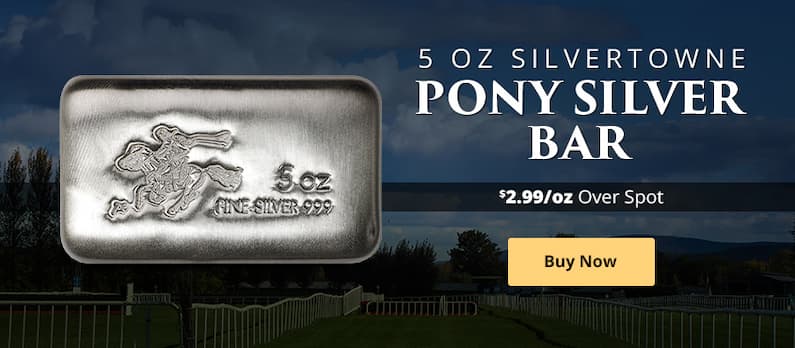 ON SALE: 5 oz SilverTowne Pony Silver Bar (New)