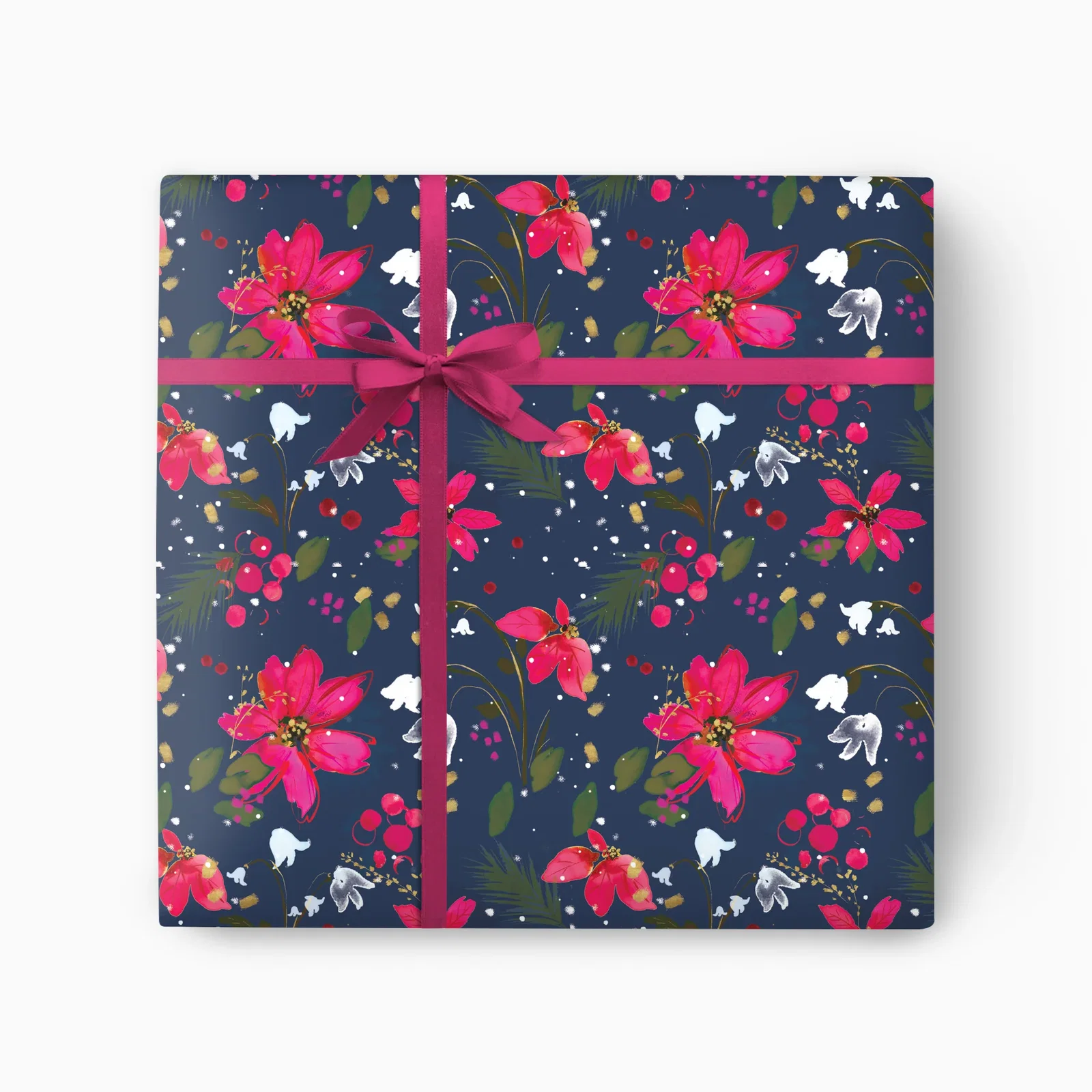 Image of CWP051 - Poinsettias Christmas Wrapping Paper