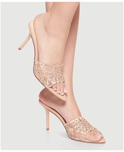 Shop Floral Lace Open Toe Stiletto Mules