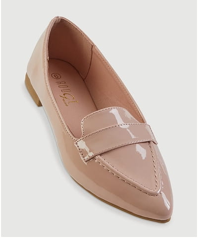 Shop Faux Leather Pointed Toe Loafers