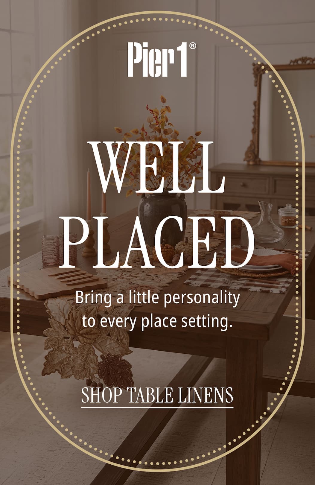 Shop table linens 20% off