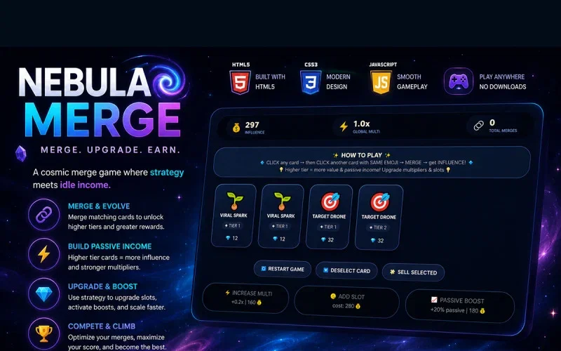 NEBULA MERGE | Marketing Tycoon | FREE | HTML Games