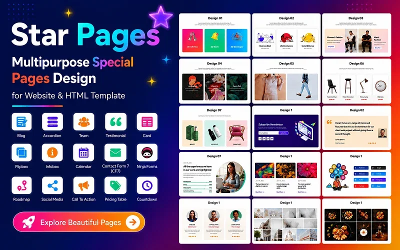 Star Pages - Free Multipurpose Special Pages Design for Website & HTML Template