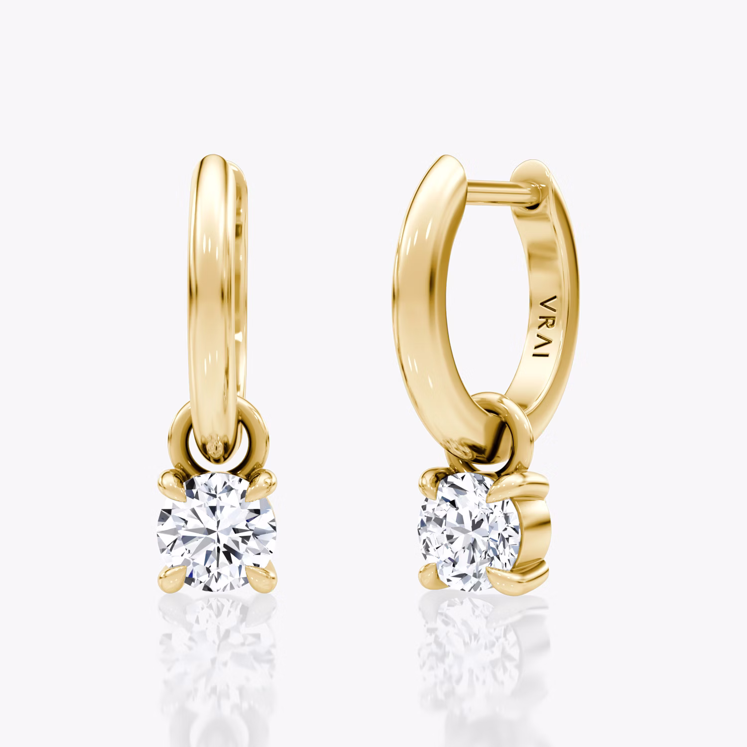 Charm Drop Huggie Hoop YG RB 1/4ct 