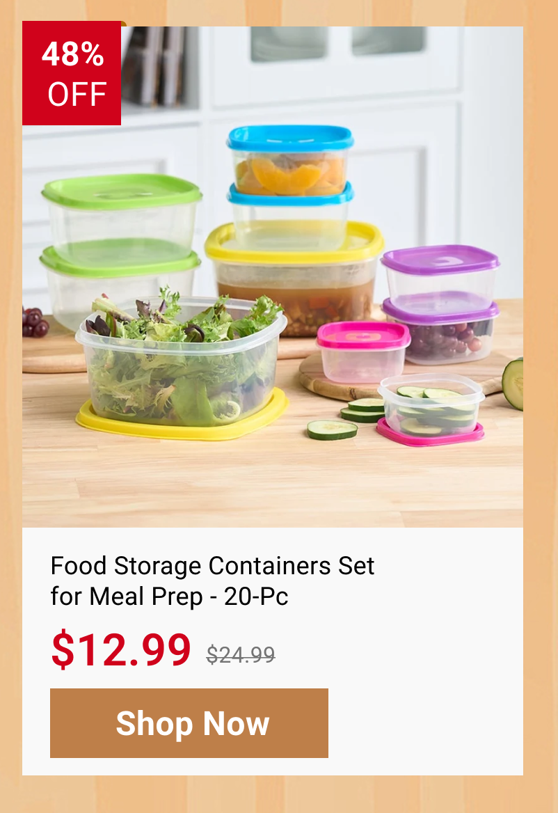 Food Storage Containers Set for Meal Prep - 20-Pc.