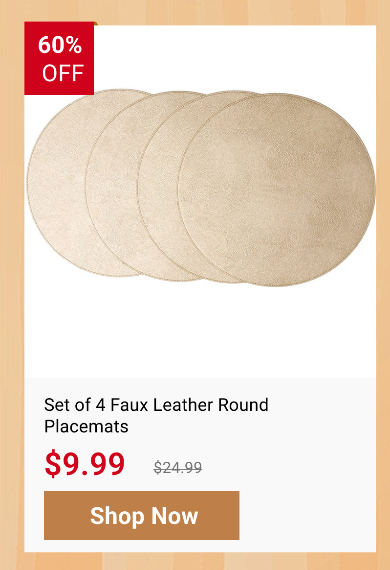 Set of 4 Faux Leather Round Placemats