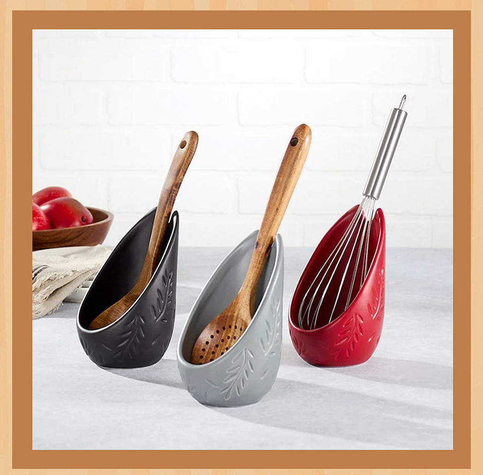 Embossed Upright Spoon Rest Utensil Holder