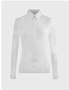 White Cotton Long Sleeve Shirt With Classic Collar and Front Buttons