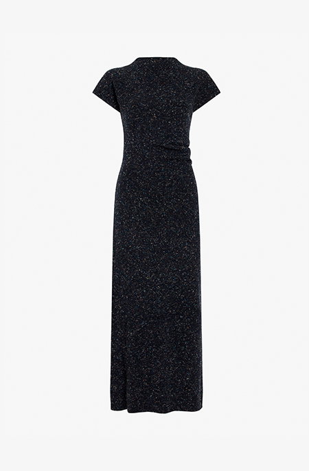 Abie Dress in Dress in Donegal Knit in Black Multi