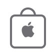 Shopping bag icon with Apple logo, indicating convenient digital shopping