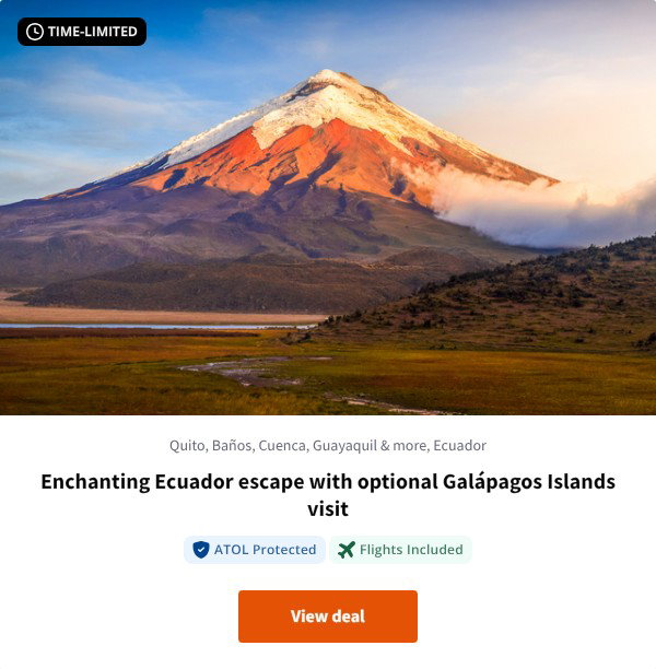 Enchanting Ecuador escape with optional Galápagos Islands visit