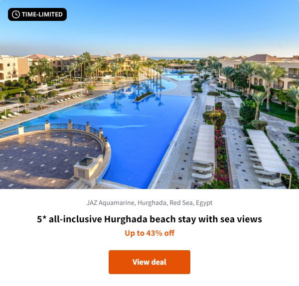 5* all-inclusive Hurghada beach stay with sea views