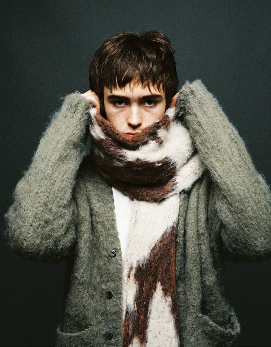 Male modes wearing Obey fall 2026 scarf
