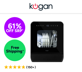 Kogan Portable Benchtop Dishwasher (3 Place, Black) Product Image